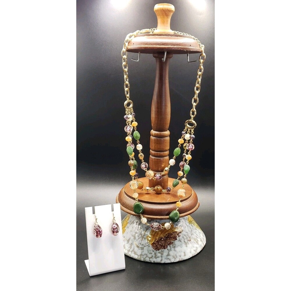 Dangle/Drop/Costume Multi-Color Glass Beaded Necklace and Matching Earring Set!!